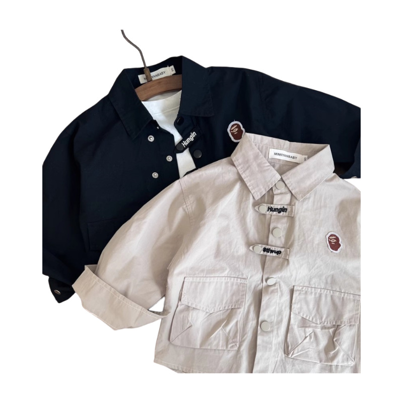 Camisas coreanas para niños 2025 nuevos productos de otoño para niños y niñas chaquetas de estilo japonés camisas bebé camisas versátiles personalizadas.