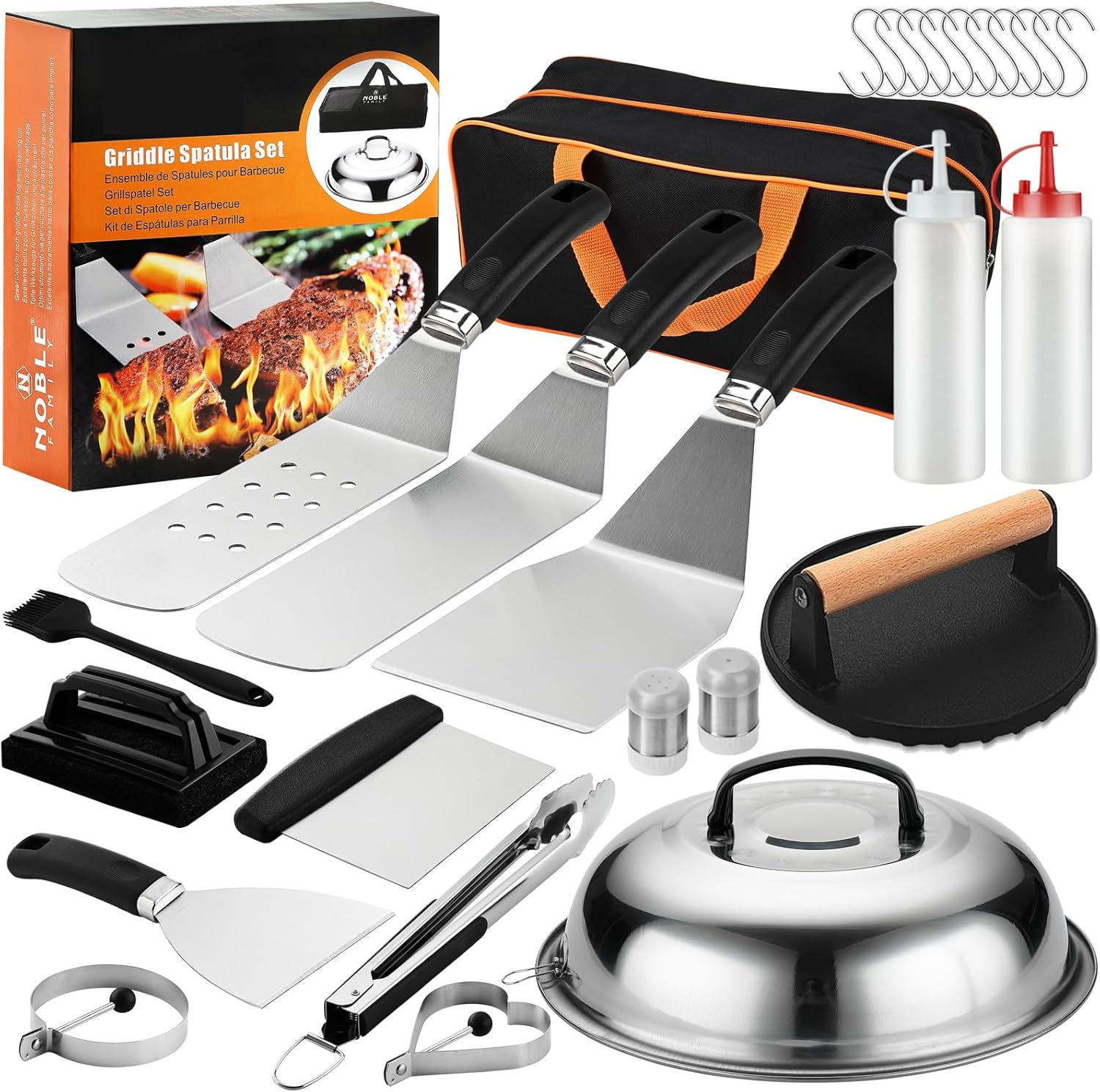 Spot Amazon venta transfronteriza de acero inoxidable conjunto de herramientas de parrilla BBQ tepanyaki hamburguesas cocina cocina cocina cocina