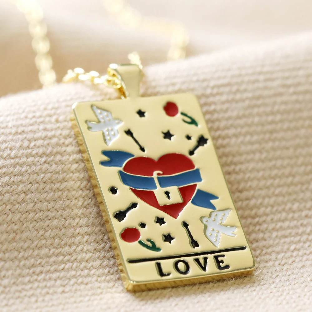 Holiday, Street Occasion 201 Stainless Steel 304 Stainless Steel Titanium Steel Gold Plated Rhodium Plated Retro Enamel Geometric Pendant Necklace