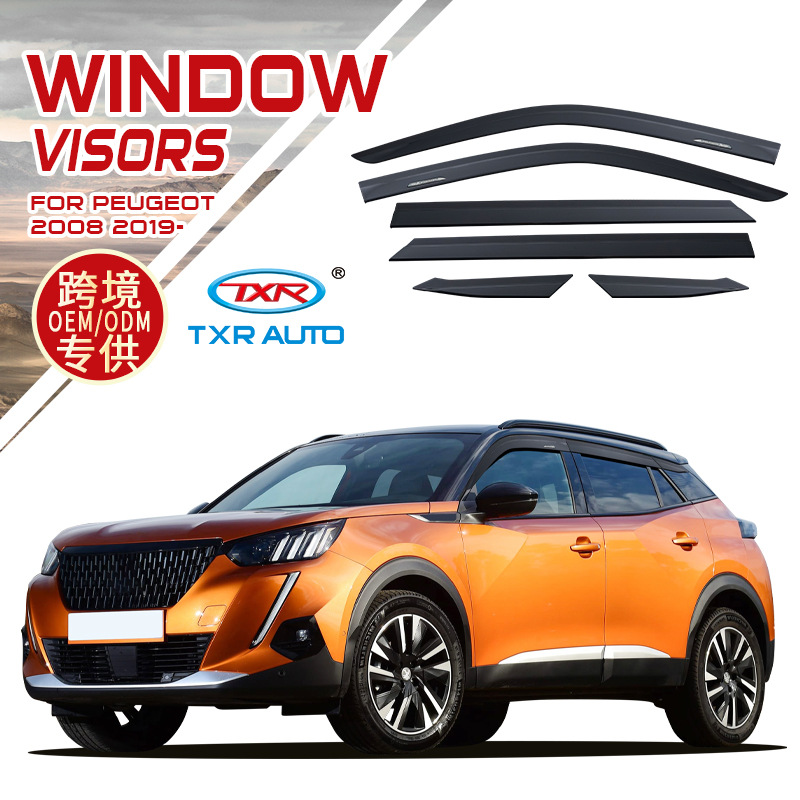 Logotipo aplicable 2008 coche cubierta de lluvia especial Peugeot ventana de coche ceja de lluvia cubierta de visores