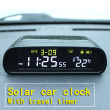 Solar Car Clock Outside Thermometer  Driving Time Reminder跨
