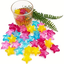 24粒可重复使用的饮料冰块彩色五星形塑料装饰仿真冰块可冷冻冰粒