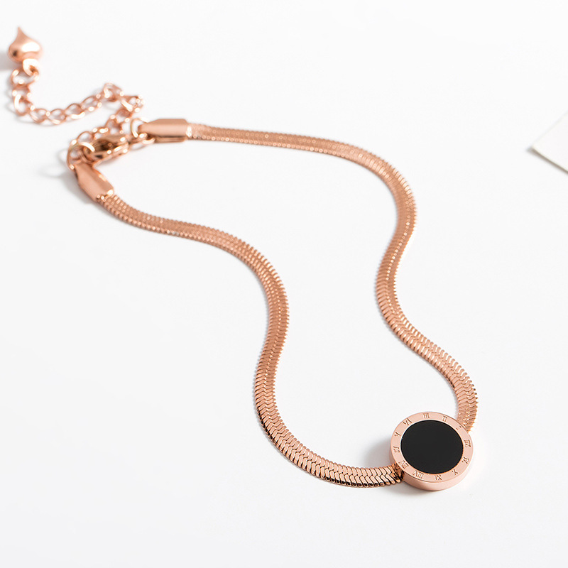 Wenjian disco digital romano hueso de serpiente cadena del tobillo tobillera de acero de titanio anillo de la pierna femenina joyería de Playa de las mujeres Internet celebridad