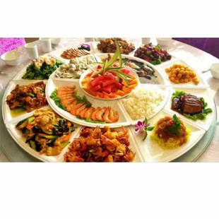 密胺餐具圆桌盘子套装酒店摆盘围餐酒席扇形盘年夜饭团圆组合整套 阿里巴巴 
