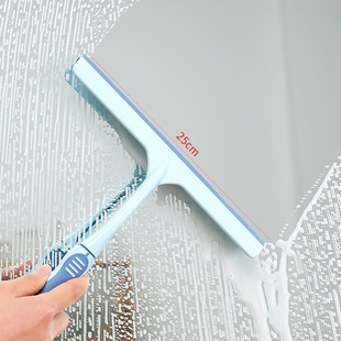 Long-Handled Glass Scraper Window Cleaner Household Window Cleaning Brush Dining Table Bathroom Wiper Double-Sided Soft Plastic Glass Scraper