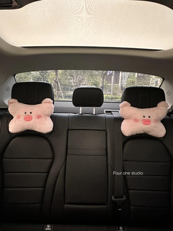 Piggy Car Headrest, Car Neck Pillow, Cute and Good-Looking Car Interior Decoration, Car Comfort Pillow, Car Goodies