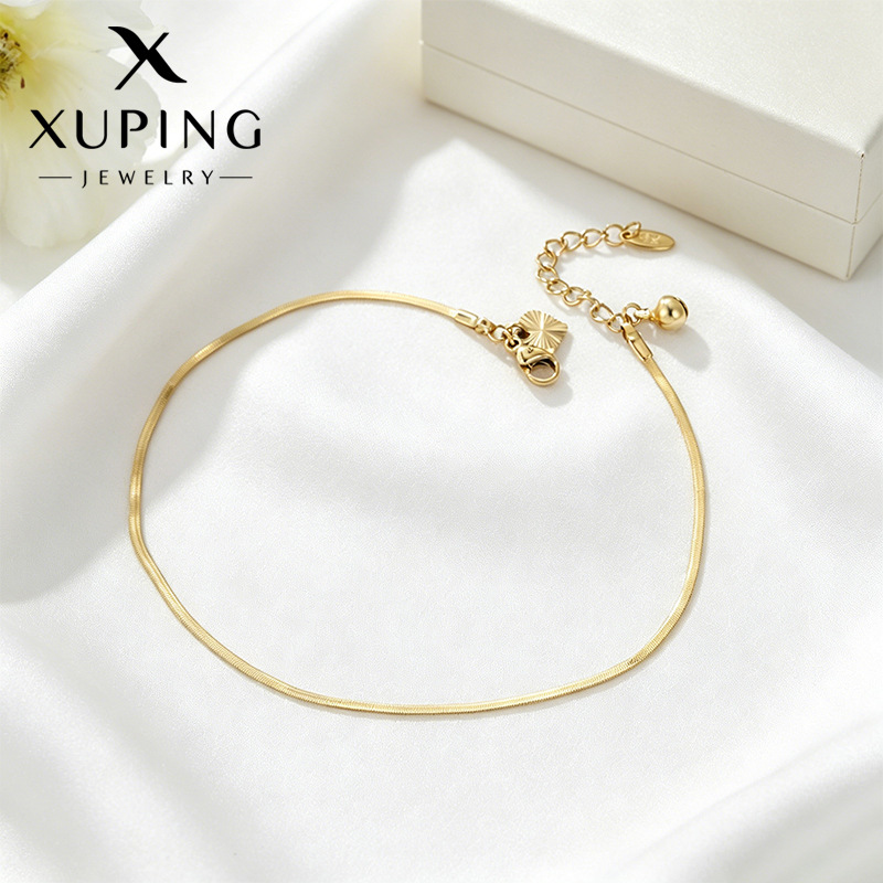 Xuping moda europea y americana campana transfronteriza tobillo de bordillo de acero inoxidable 14k nuevo estilo simple personalidad pie accesorios al por mayor
