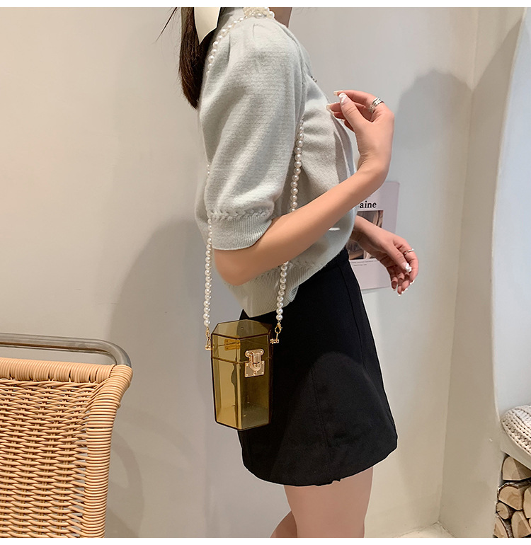 حقيبة صندوق شفافة من الأكريليك 2021 مد صغير ، فتاة صغيرة منعشة ، Xiaoxiangfeng Pearl ، حقيبة صندوق العشاء display picture 27