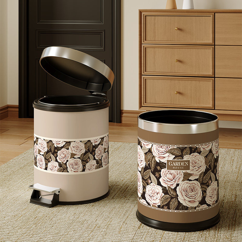 French-Style Light Luxury Trash Can for Home Use, New Large-Capacity Model for Living Room, Bedroom, Office, Bathroom, High Aesthetic Value Wastebasket French-Style Light Luxury Trash Can for Home Use, New Large-Capacity Model for Living Room, Bedroom, Office, Bathroom, High Aesthetic Value Wastebasket