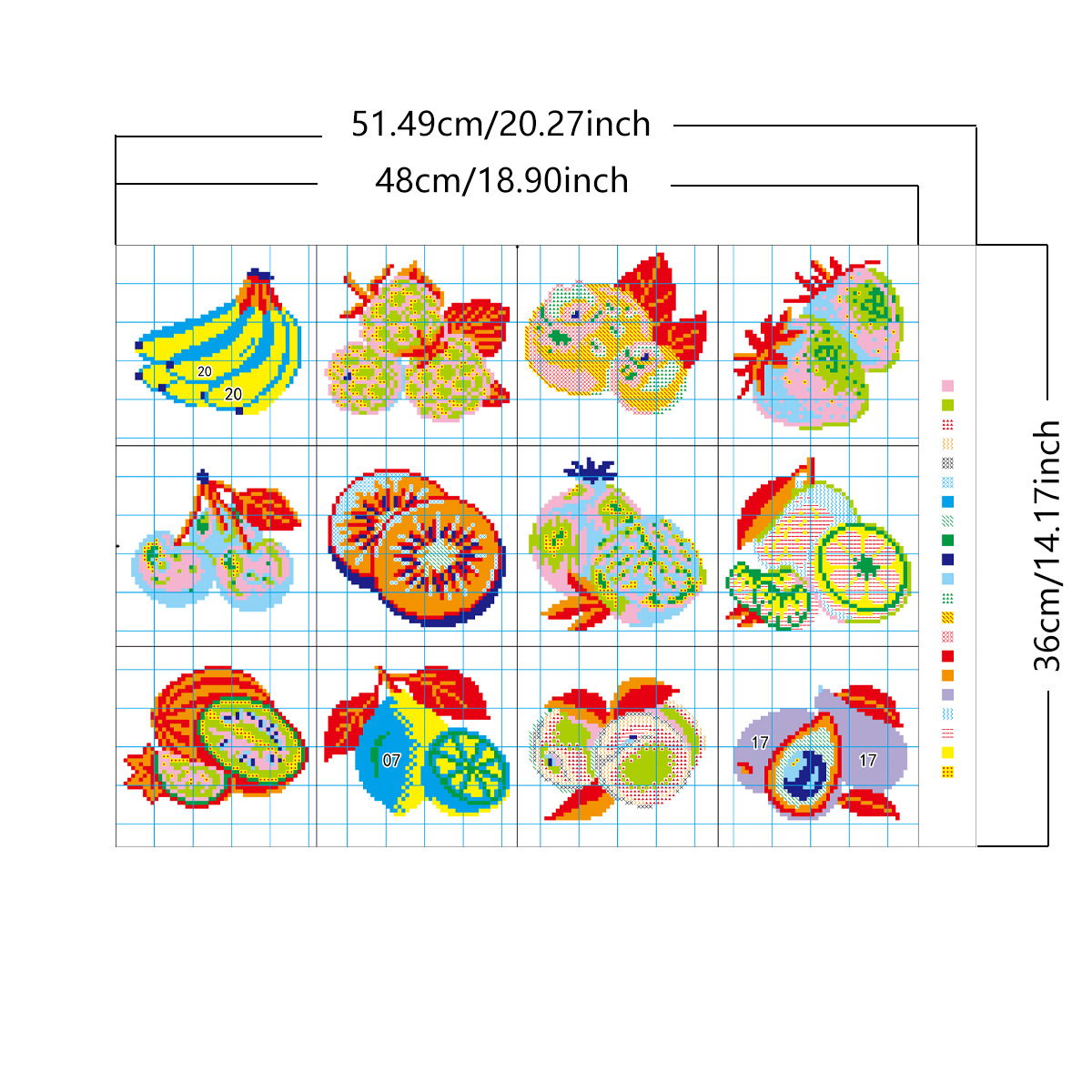 Transfronterizo caliente amazon inglés 12 piezas de frutas de bordado cruzado conjunto de pequeñas piezas lindas novato bordado cruzado image 5