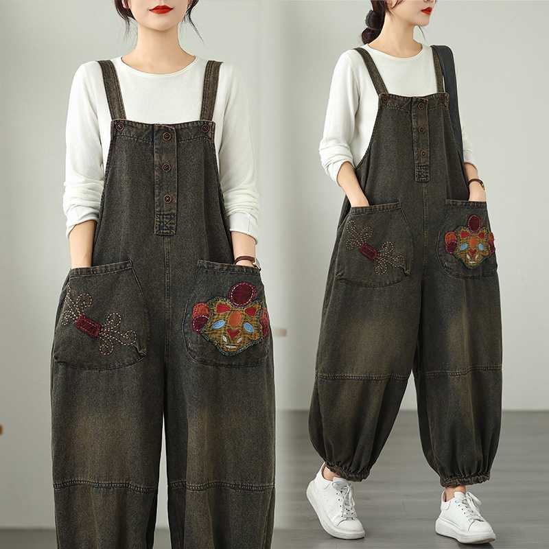 Autumn denim retro ethnic trousers