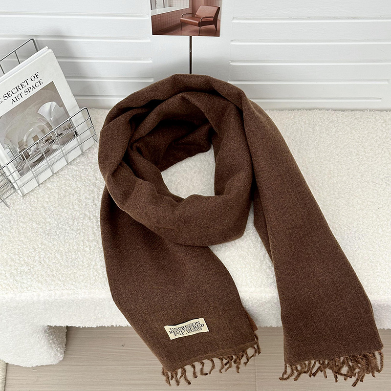 Otoño y invierno bufandas mujeres de imitación de cashmere de color sólido de alto nivel de sensación multifuncional engrosado alargado calentamiento bordas buñuelo al por mayor