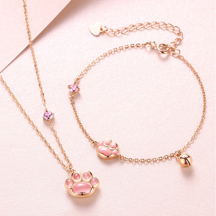 Sterling Silver Cat Claw Necklace Women's Summer Cute Pendant Collarbone Chain 2022 New 520 Valentine's Day Gift for Girlfriend