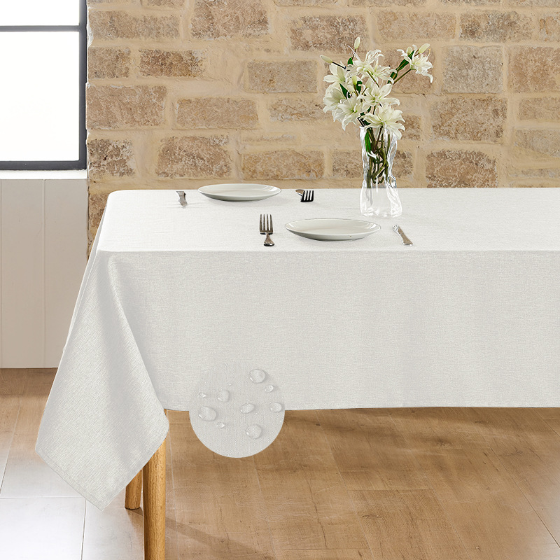 Lino sintético impermeable y blanqueado.