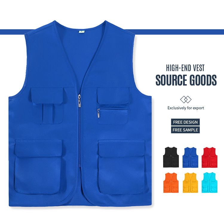 Multifuncional chaleco de herramienta personalizado logotipo de impresión fotografía al aire libre multibolsillo chaleco de seguridad ropa de trabajo publicidad transfronteriza