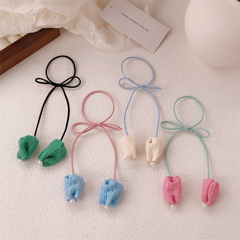 Dulces tulipanes anillo de cabello coreano simple temperamento de arco de correa de goma correa de cabello inins