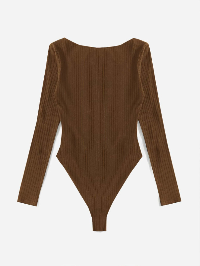 Primavera y verano nuevas mujeres transfronterizas Amazon AliExpress estación independiente fuente de hoyos de color sólido cuello redondo manga larga mono