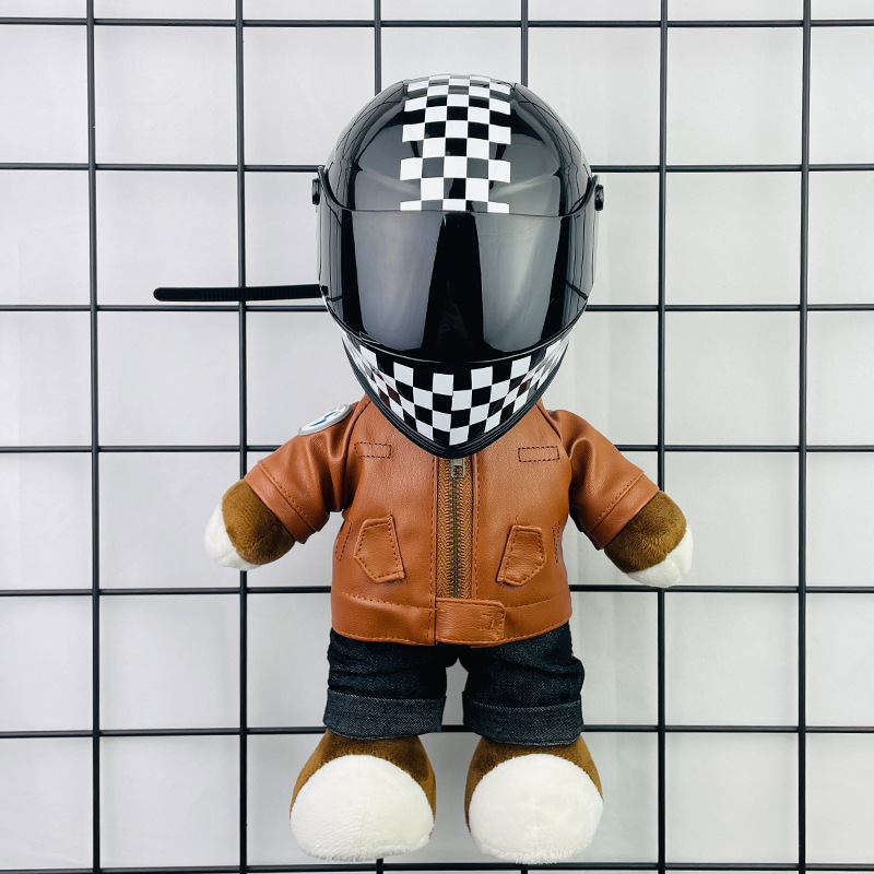 Coche eléctrico colgante oso muñeca casco cuero juguete coche tronco montar decoración 4S reparación tienda locomotora muñeca