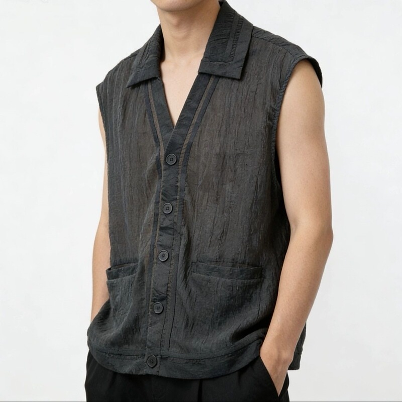 Simon Lainer Summer Thin Sleeveless Shirt for Men with a Unique Design, Niche Style, Loose and Breathable Vest