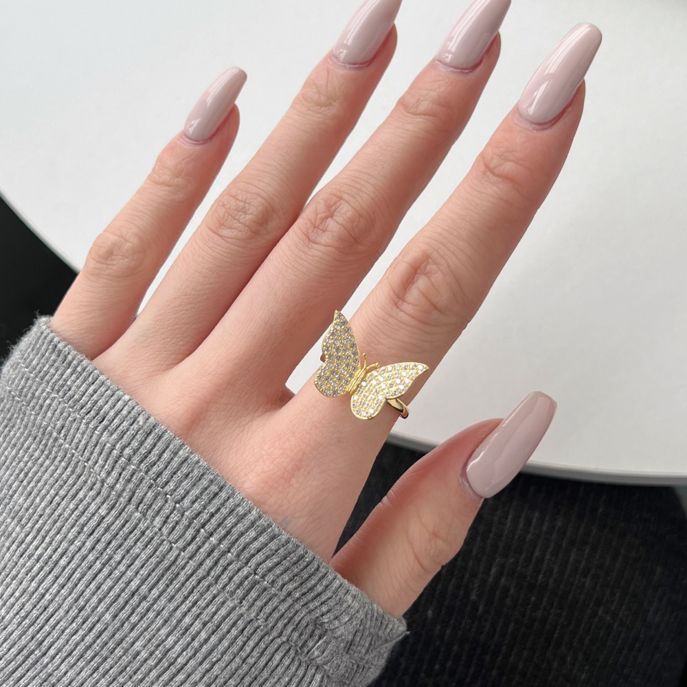 4g Weight Zircon Inlay Material Rings Classification 1 Piece Quantity Holiday, Daily Occasion 925 Sterling Silver Material U Shape, Insect Pattern Women's Gender Inlay Design Simple Style, Classic Style Style 925 Sterling Silver Zircon U Shape Insect Rings 18