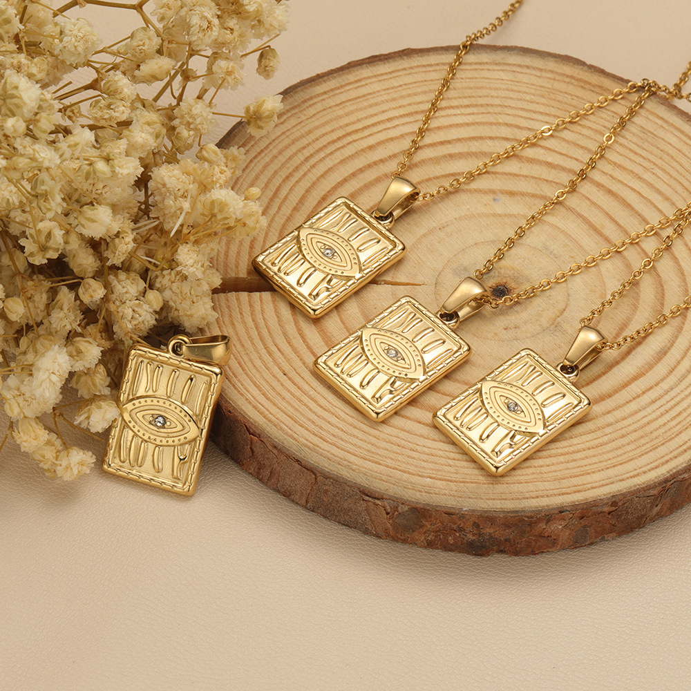 Lady Geometric Titanium Steel Diamond Pendant Necklace 1 Piece