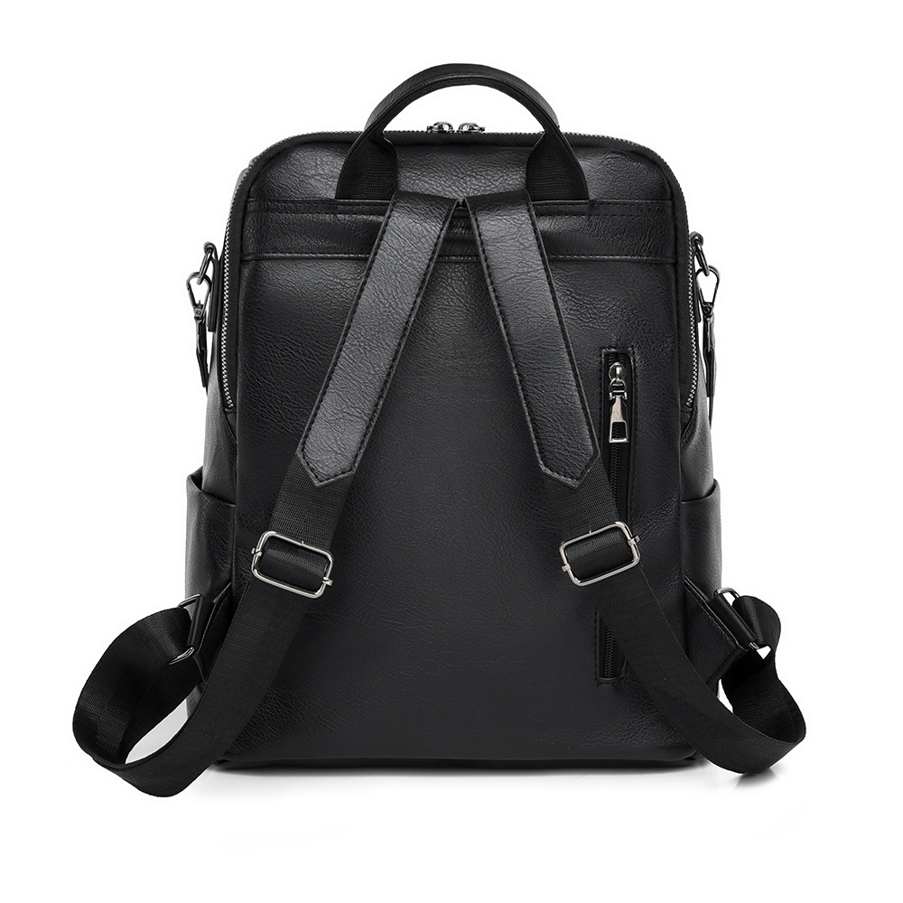 Mochila de cuero suave para mujer casual de verano de alta calidad, color de contraste simple, mochila de doble uso para viajes al aire libre al por mayor