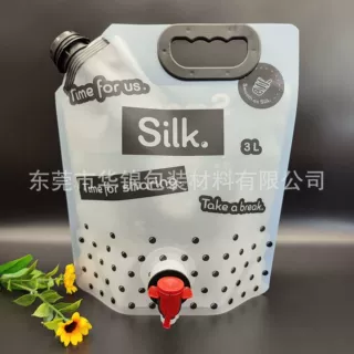 粤厂定制 哑光3升奶茶柠檬梨汁双口阀门手提手袋 出口欧美咖啡袋