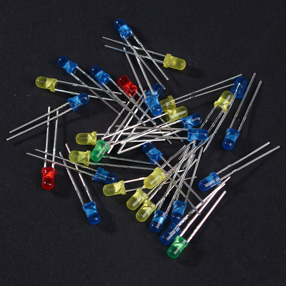 3mm/5mm超高亮短脚LED套件红黄蓝绿白5色发光二极管组合100pcs/袋