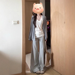灰色慵懒风防晒长袖薄款开衫外套女夏季2025新款休闲宽松外搭上衣