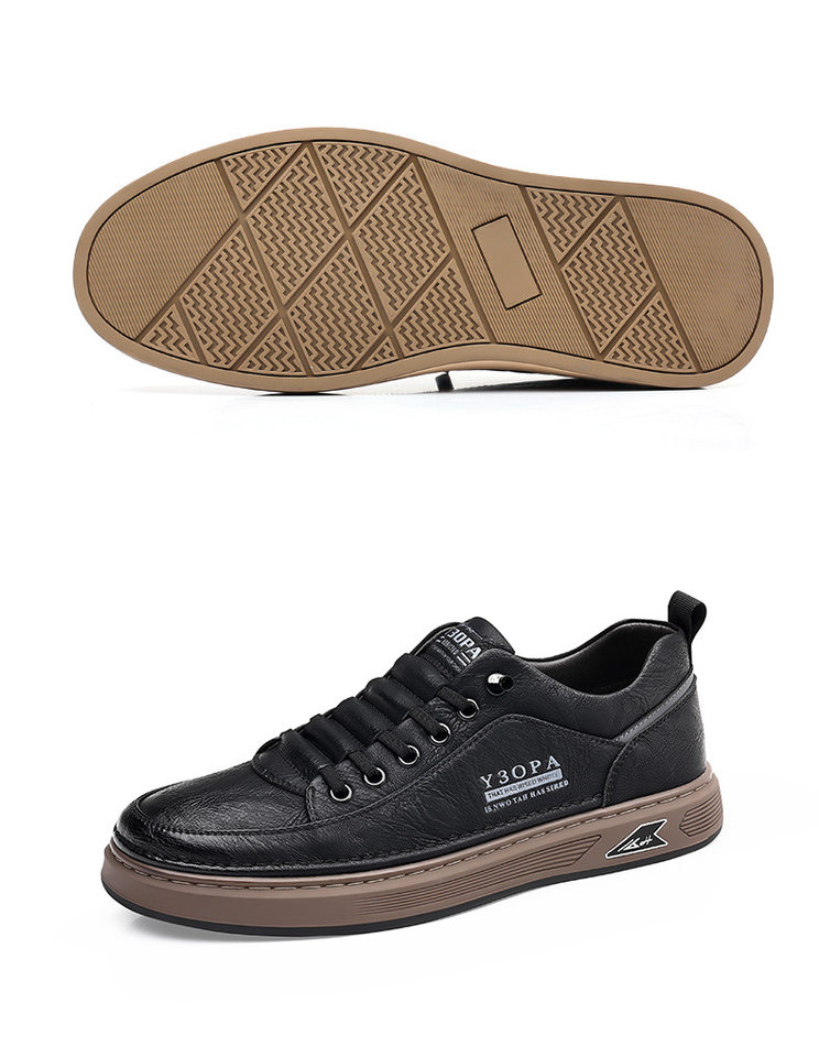 Giày da nam sneaker cổ thấp đế bằng, da bò thật phối chỉ khâu, phong cách Hàn Quốc thanh lịch — PZ7773 màu be, PZ7773 màu nâu, PZ7773 màu trắng, PZ7773 màu đen chi tiết 19