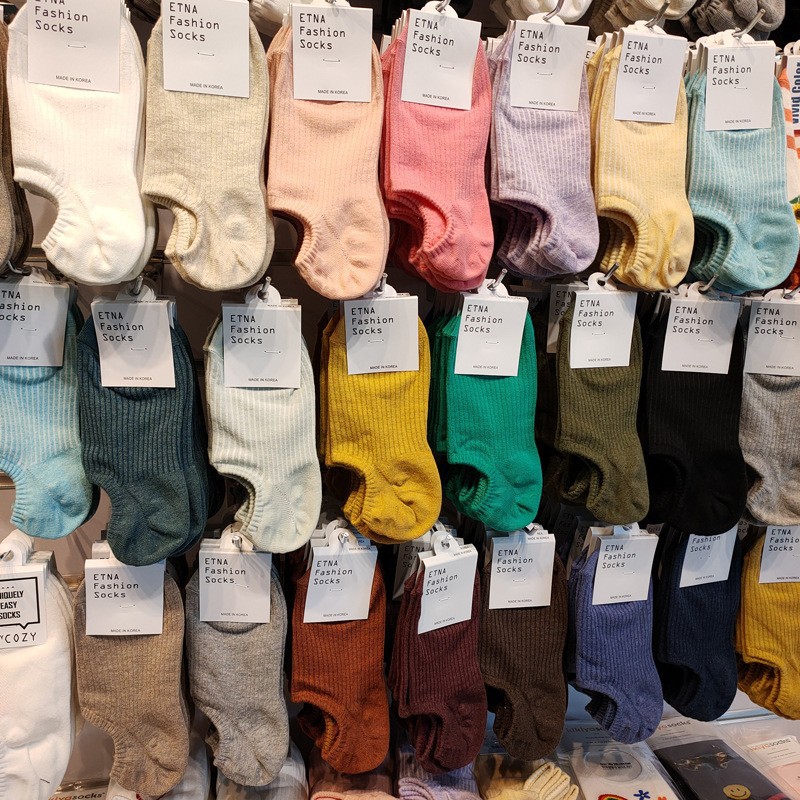 Korea ETNA spring summer socks women's short socks candy solid color anti-drop heel invisible socks silicone thin cotton boat Socks