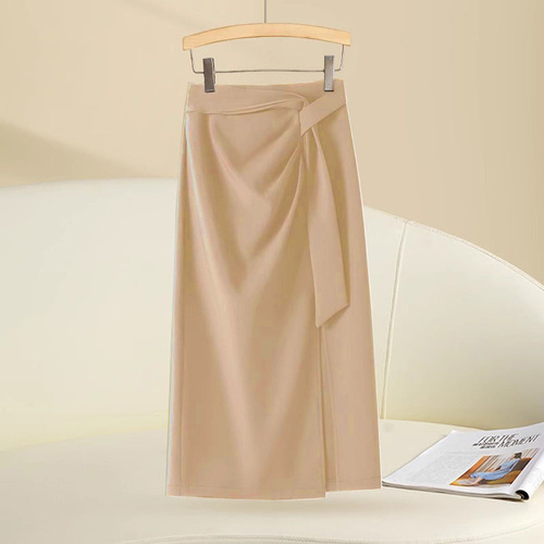 High-waisted invisible slit irregular semi-slip dress for women, spring and summer, OL temperament, medium-length asymmetrical suit dress
