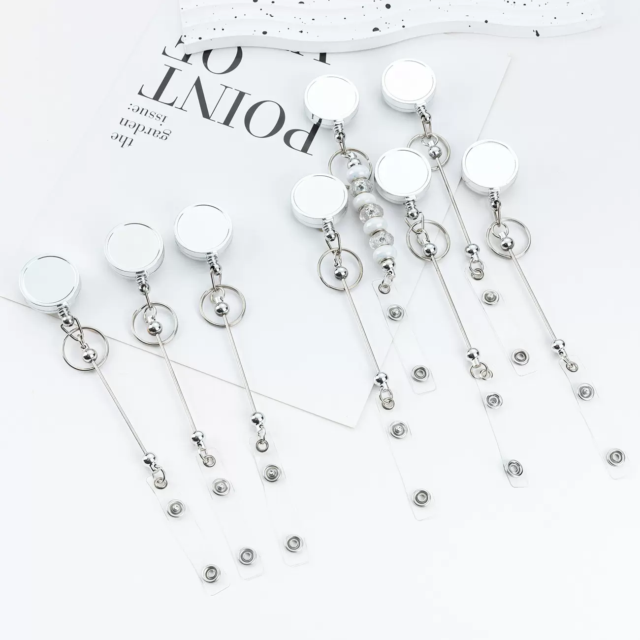 圆形金属易拉扣diy串珠光面易拉扣医生护士胸牌证件伸缩扣批发