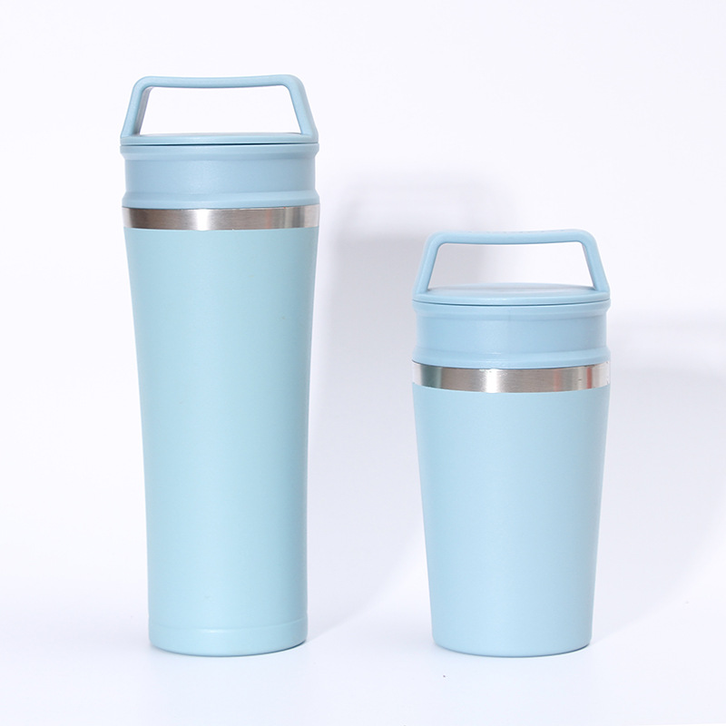 Nuevo 304 taza de café portátil de acero inoxidable al aire libre taza de coche portátil personalidad creativa doble tapa ventosa