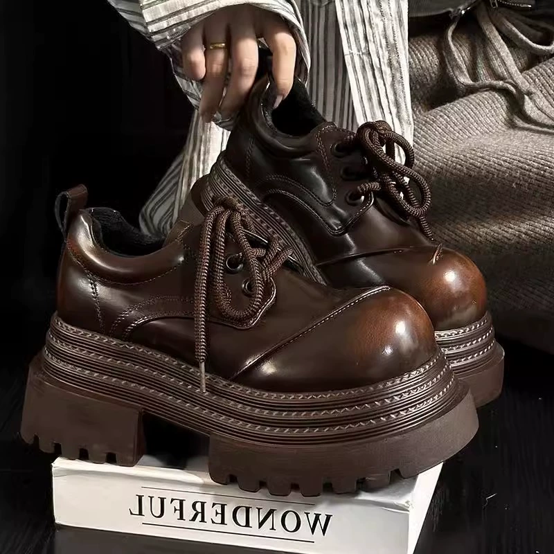 Ретро британский стиль Lefu обувь ранняя весна 2025 новая сосновая подошва увеличена