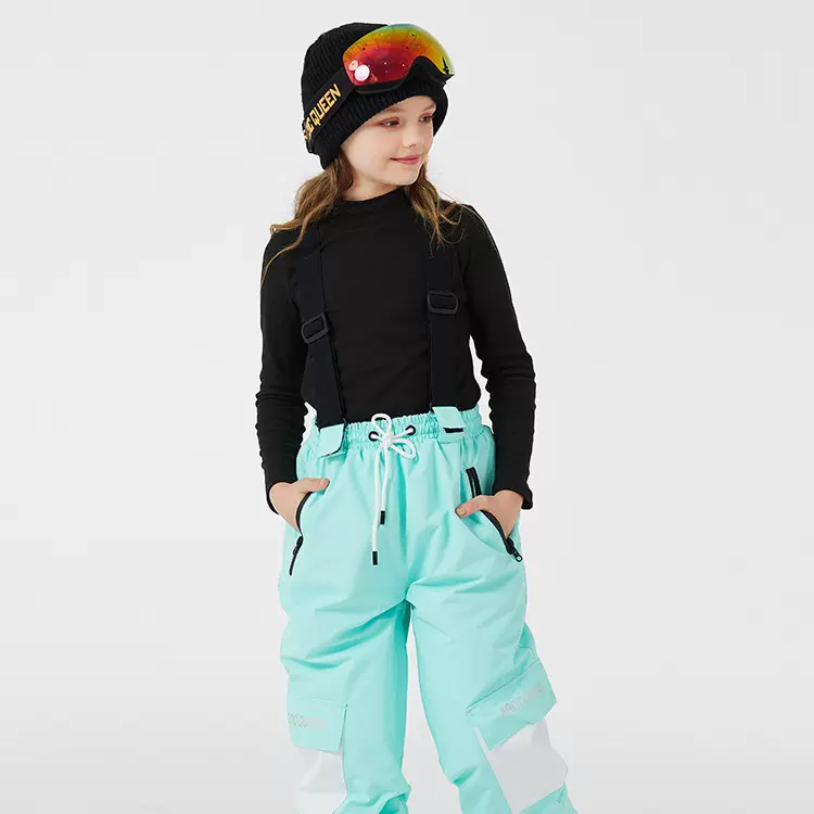 儿童滑雪裤男童女童冬季防水保暖加厚单板双板儿童背带滑雪裤批发