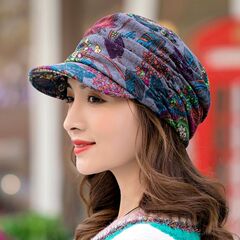 民族花卉女性秋冬帽子露出量が多いメーカーは、サンプルの源メーカーを持って大きなつばを作ることを支持している