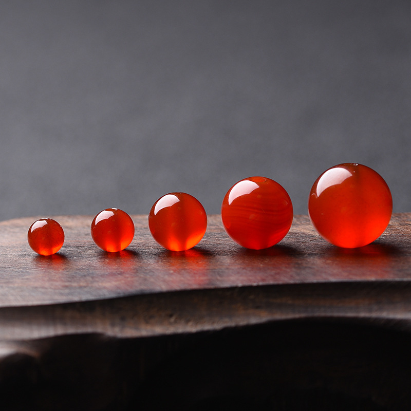 Baijia family name with beads natural red agate loose beads red round beads diy bracelet woven bracelet jewelry accessories wholesale