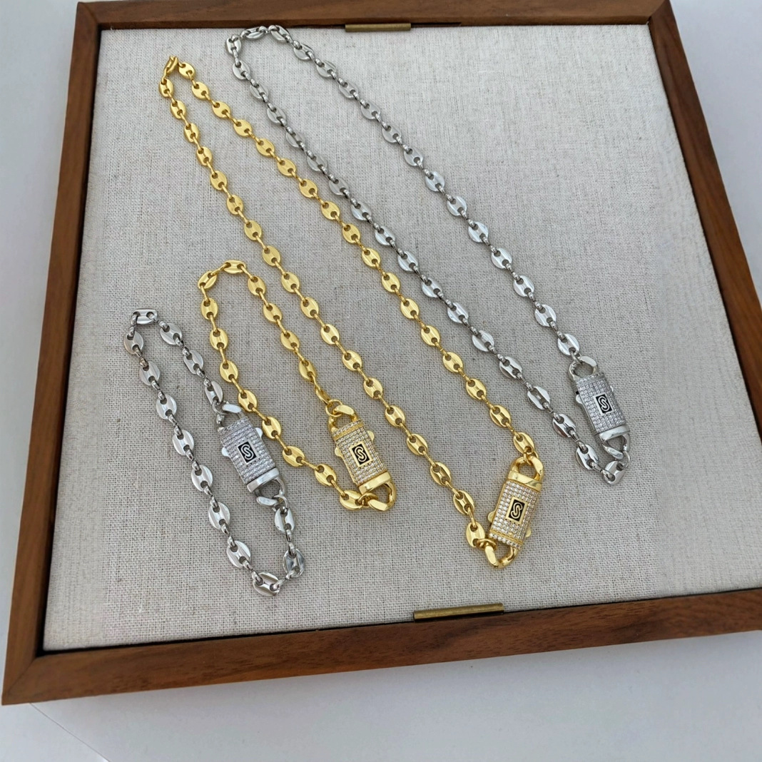 Collana girocollo con catena a forma di naso di maiale con chicchi di caffè, da uomo e da donna, molto venduta_voghion.com