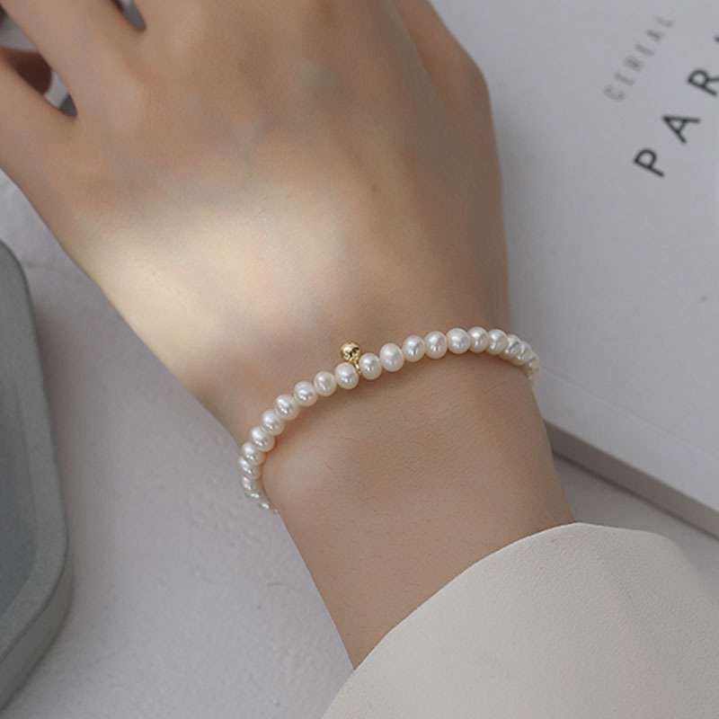 18K Gold Plated Plating Material Titanium Steel Pendant Material Simple Style Geometric Imitation Pearl Titanium Steel Women's Bracelets 1 Piece