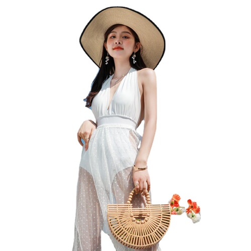 Summer women's swimsuit pure lust style 2024 new internet celebrity ins Korean version sexy backless slimming hot spring swimsuit