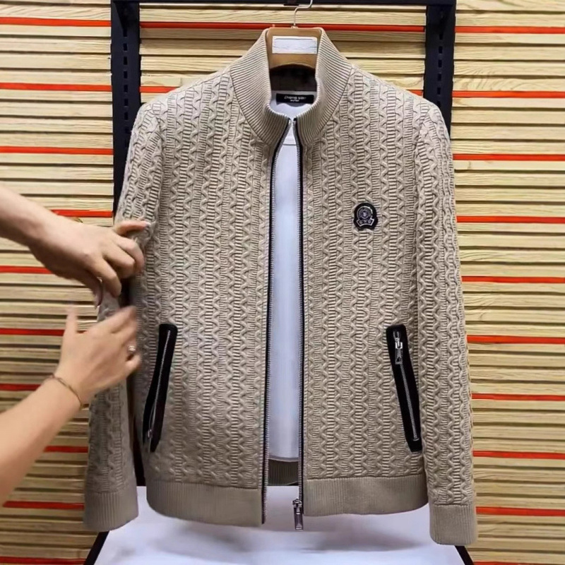 秋冬款提花男士外套2025春秋款高级感轻奢时尚立领夹克休闲百搭