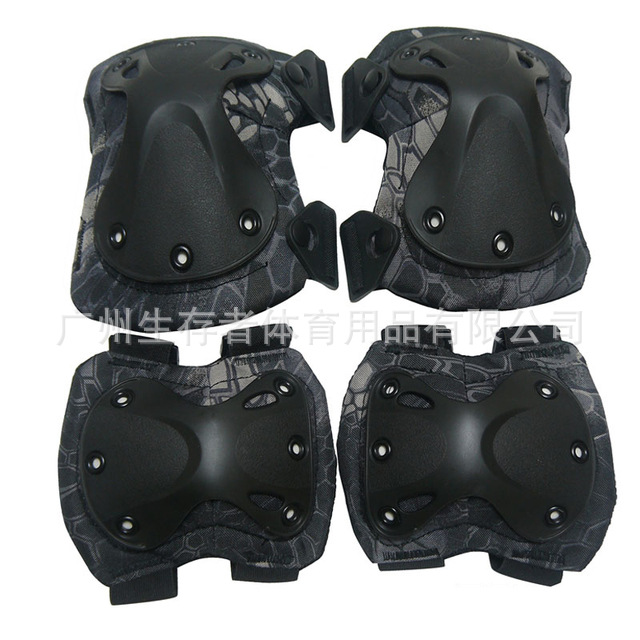 Diamante táctico rodillera codo almohadilla de cuatro piezas ventilador militar CS montañismo al aire libre ciclismo deportes equipo de protección táctico diamante rodillera