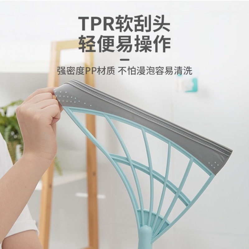 Magic Household Sweeping Silicone Broom for Mopping, Bathroom Floor Scraper with Extended Rod, Black Technology