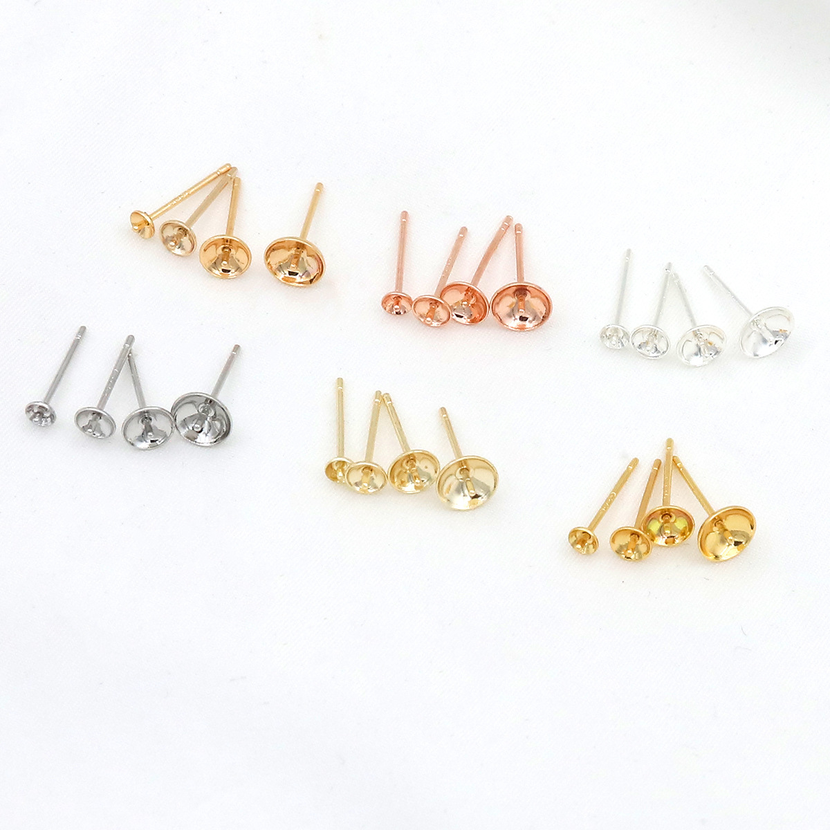 S925 Silver Needle Plated With 18k Real Gold Pearl Earring Base With...
