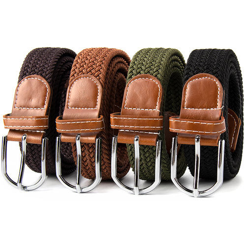 New foreign trade cross-border children's elastic belt pure cotton belt alloy pin buckle versatile belt men's woven belt