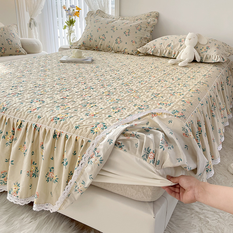2025 nuevo estilo falda de cama de algodón funda de cama de algodón de una sola pieza sombrero de cama con falda cubierta de delantal de cama universal de cuatro estaciones