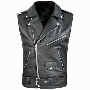 2025 New Wish Export Men's Pu Leather Vest Aliexpress Popular Motorcycle Leather Jacket Vest