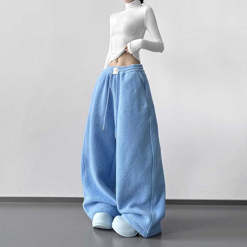 2025 Winter New Korean Style Loose Fleece Thickened Long Pants Women's Wide-Leg Sweatpants Casual Pants in a Lazy Style 2025 Winter New Korean Style Loose Fleece Thickened Long Pants Women's Wide-Leg Sweatpants Casual Pants in a Lazy Style