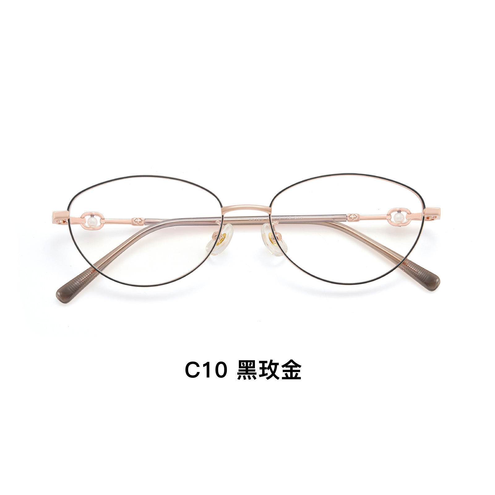 Mayorista ronnz peludo con el mismo marco de gafas de oro, marcos de gafas de perlas de ojos de gato, marcos de gafas de alta inteligencia.